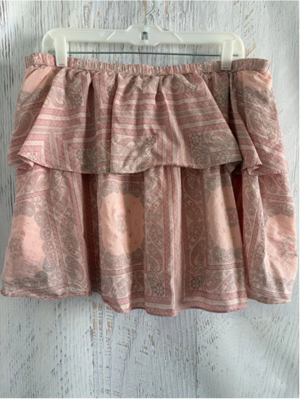 Women's Universal Thread Pink Gray Paisley Bandanna Print Ruffle Mini Skirt XL